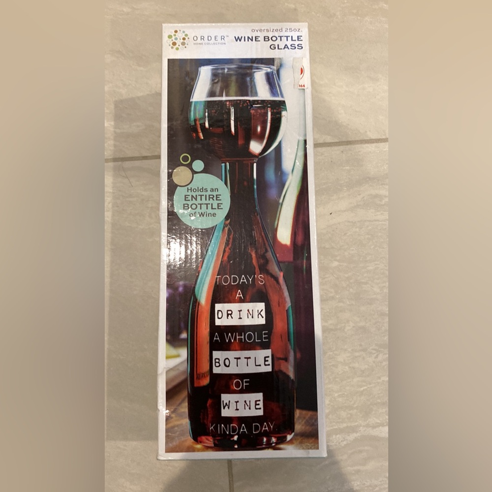 New wine bottle glass gift funny